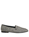 Dolce & Gabbana Gray Glitter Lurex DG Logo Dress Loafers Shoes
