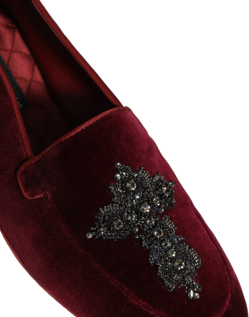 Dolce & Gabbana Red Suede Embellished Men Dress Loafers Shoes