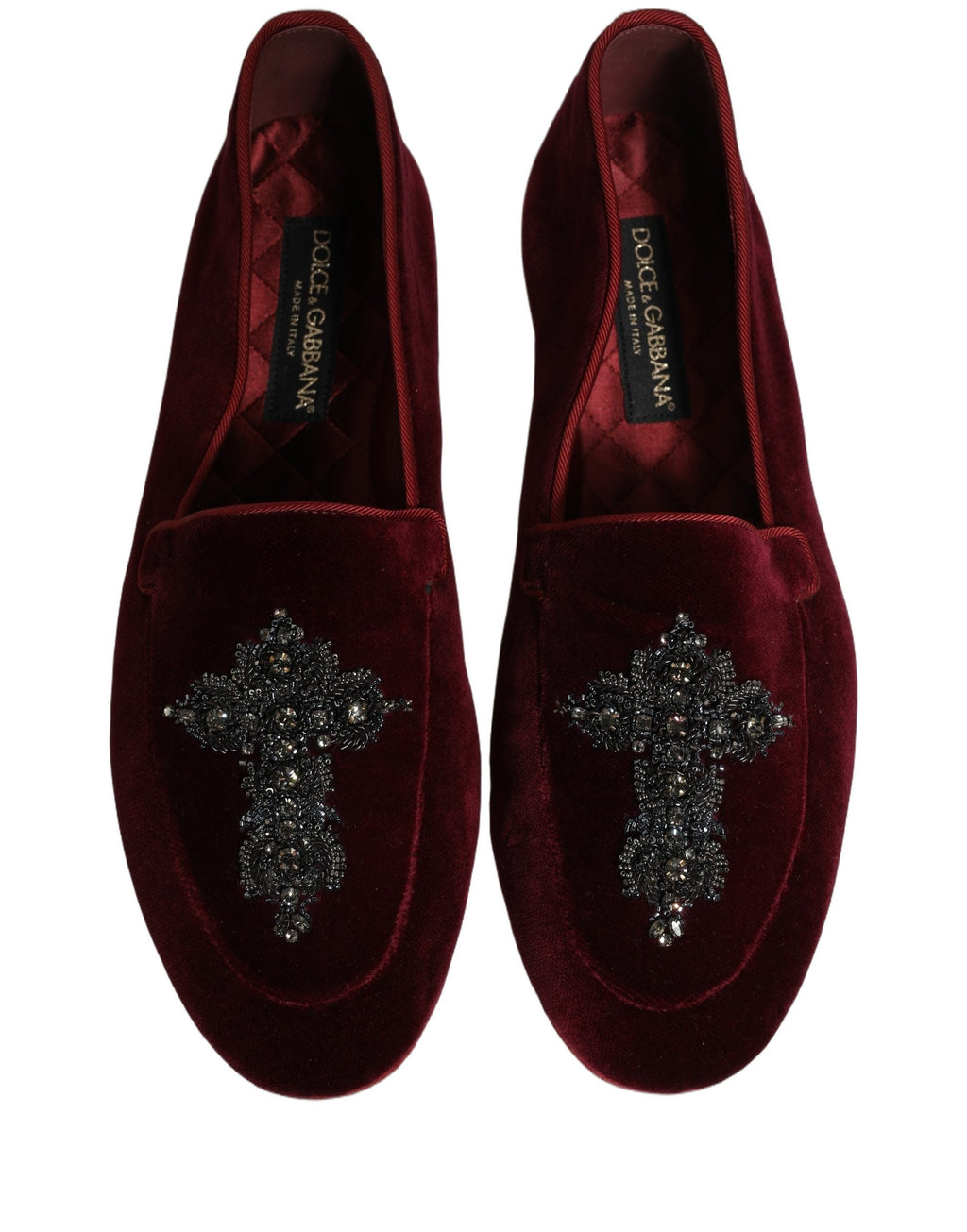 Dolce & Gabbana Red Suede Embellished Men Dress Loafers Shoes