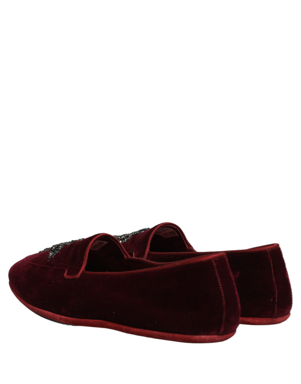 Dolce & Gabbana Red Suede Embellished Men Dress Loafers Shoes