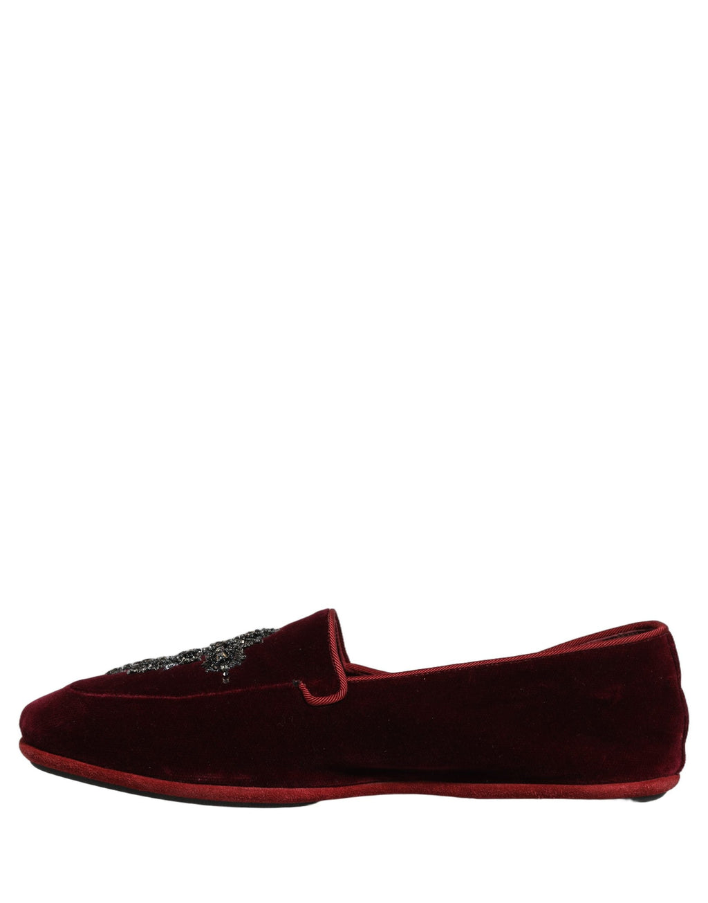 Dolce & Gabbana Red Suede Embellished Men Dress Loafers Shoes
