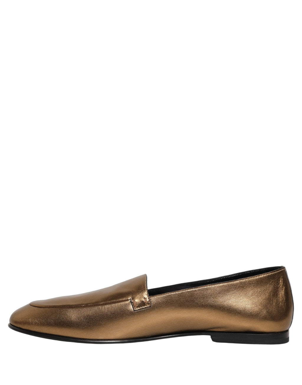 Dolce & Gabbana Gold Leather DG Logo Slip On Men Loafers Shoes