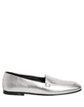Dolce & Gabbana Silver Leather DG Logo Slip On Loafers Shoes