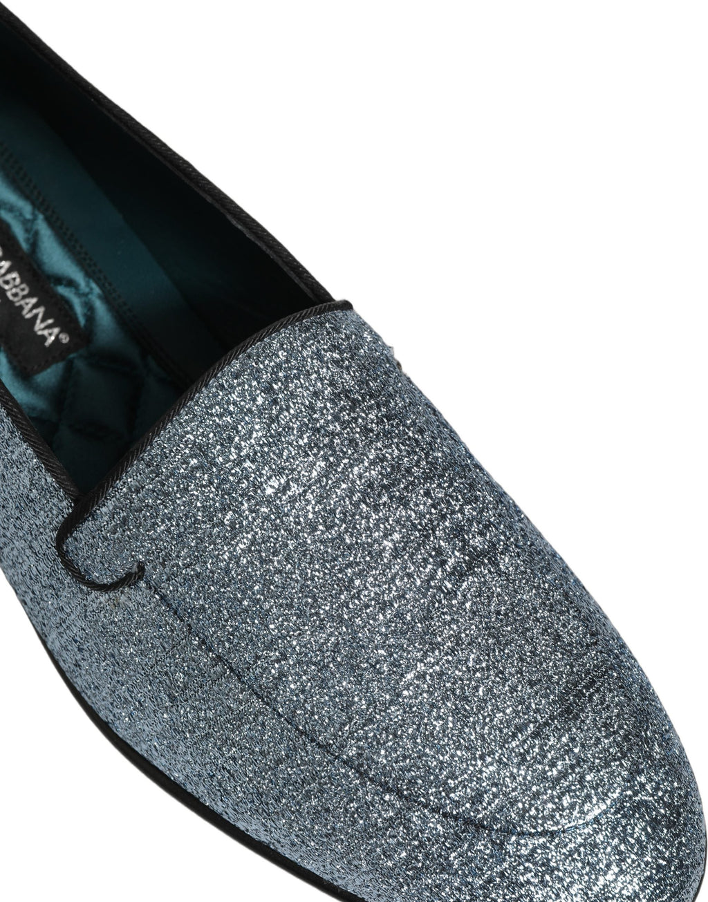 Dolce & Gabbana Blue Glitter Lurex DG Logo Dress Loafers Shoes
