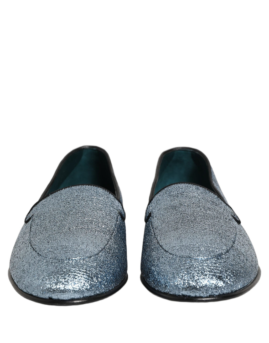 Dolce & Gabbana Blue Glitter Lurex DG Logo Dress Loafers Shoes