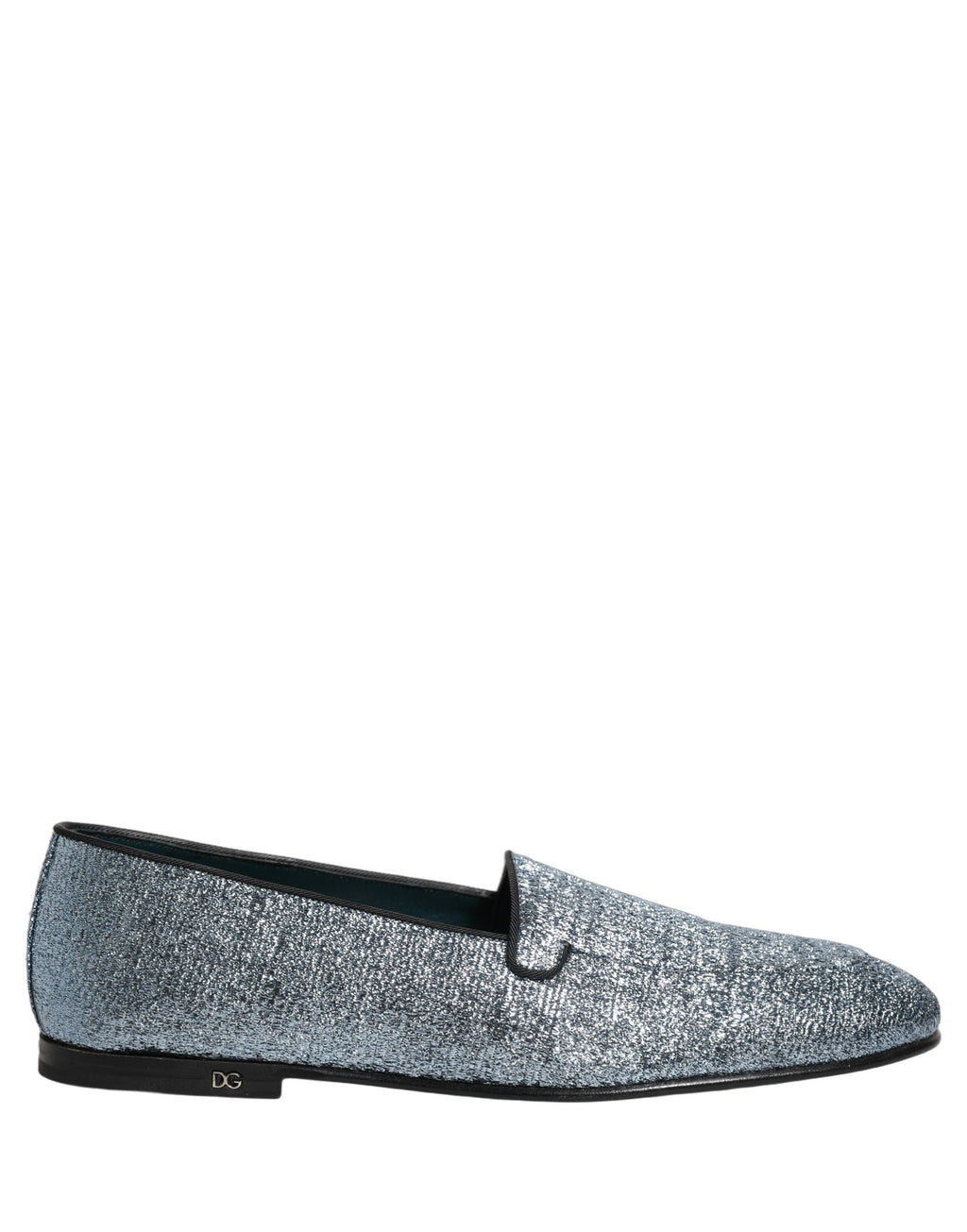 Dolce & Gabbana Blue Glitter Lurex DG Logo Dress Loafers Shoes