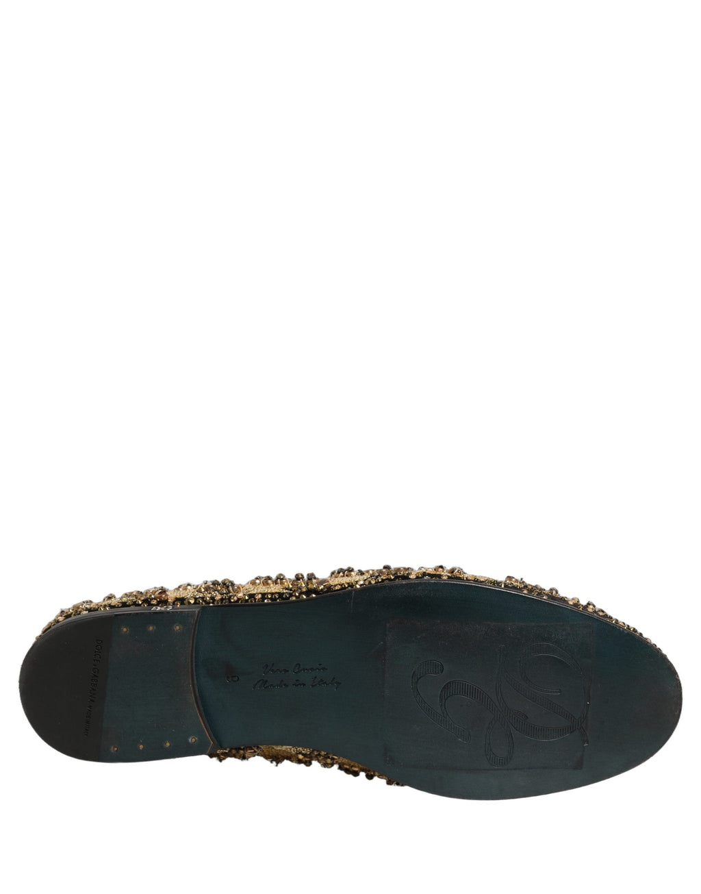Dolce & Gabbana Gold Sequin Embellished Dress Loafers Shoes