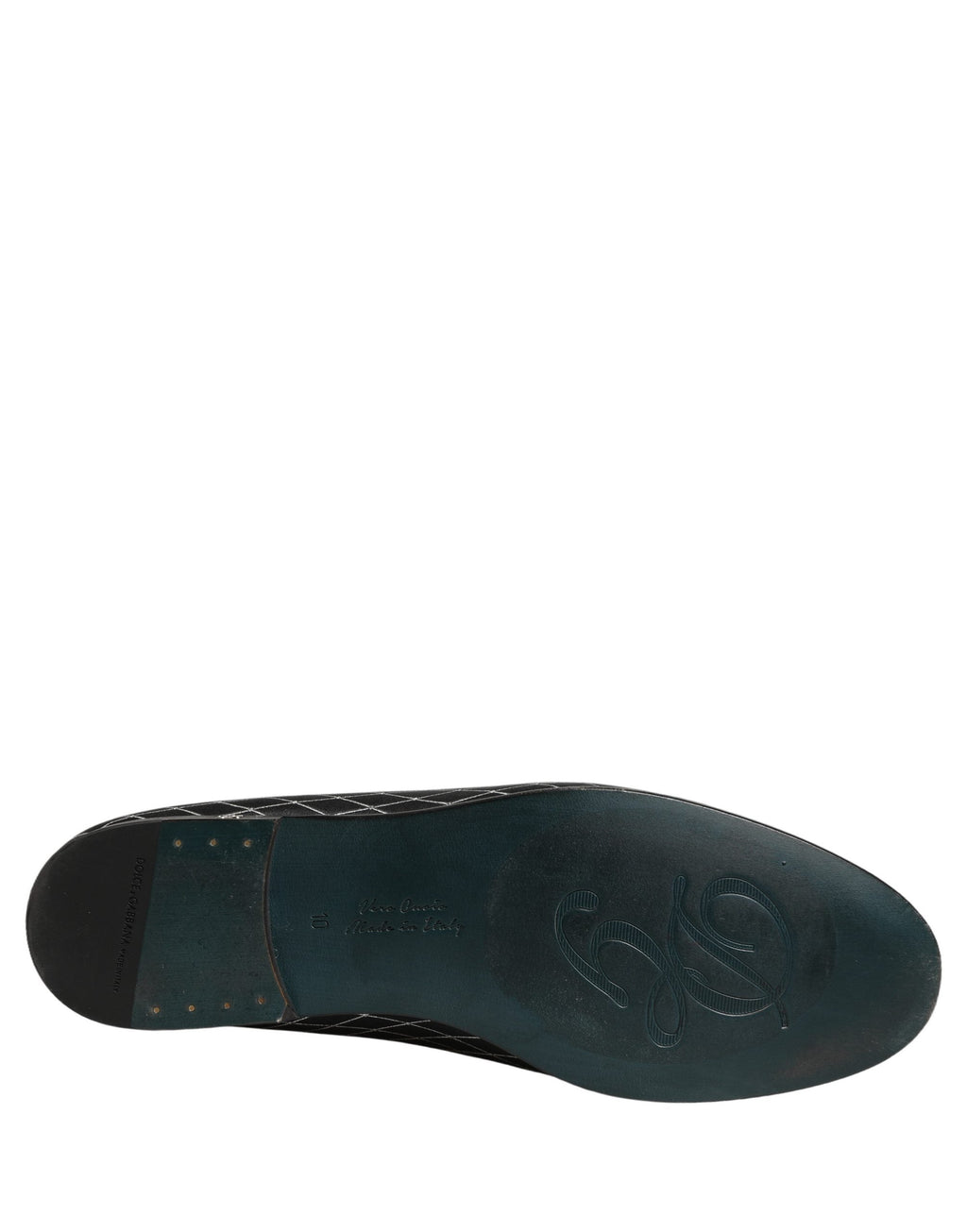 Dolce & Gabbana Black Velvet Diamond Stitched Loafers Shoes