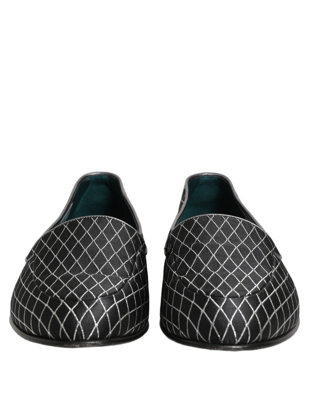 Dolce & Gabbana Black Velvet Diamond Stitched Loafers Shoes