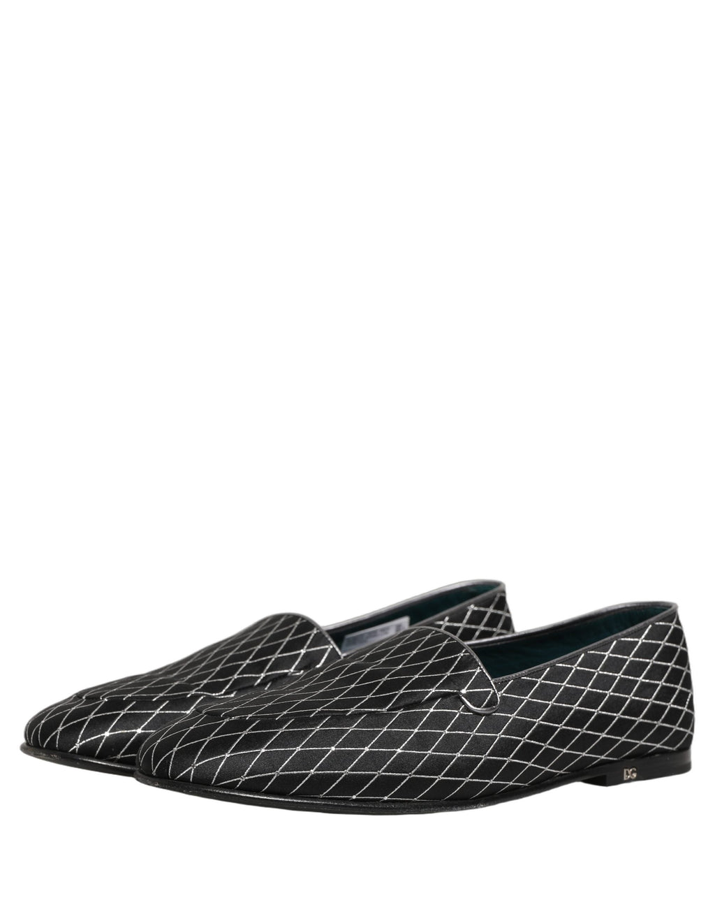Dolce & Gabbana Black Velvet Diamond Stitched Loafers Shoes