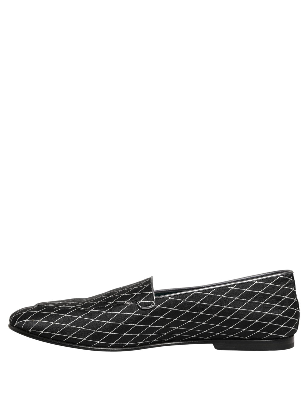 Dolce & Gabbana Black Velvet Diamond Stitched Loafers Shoes