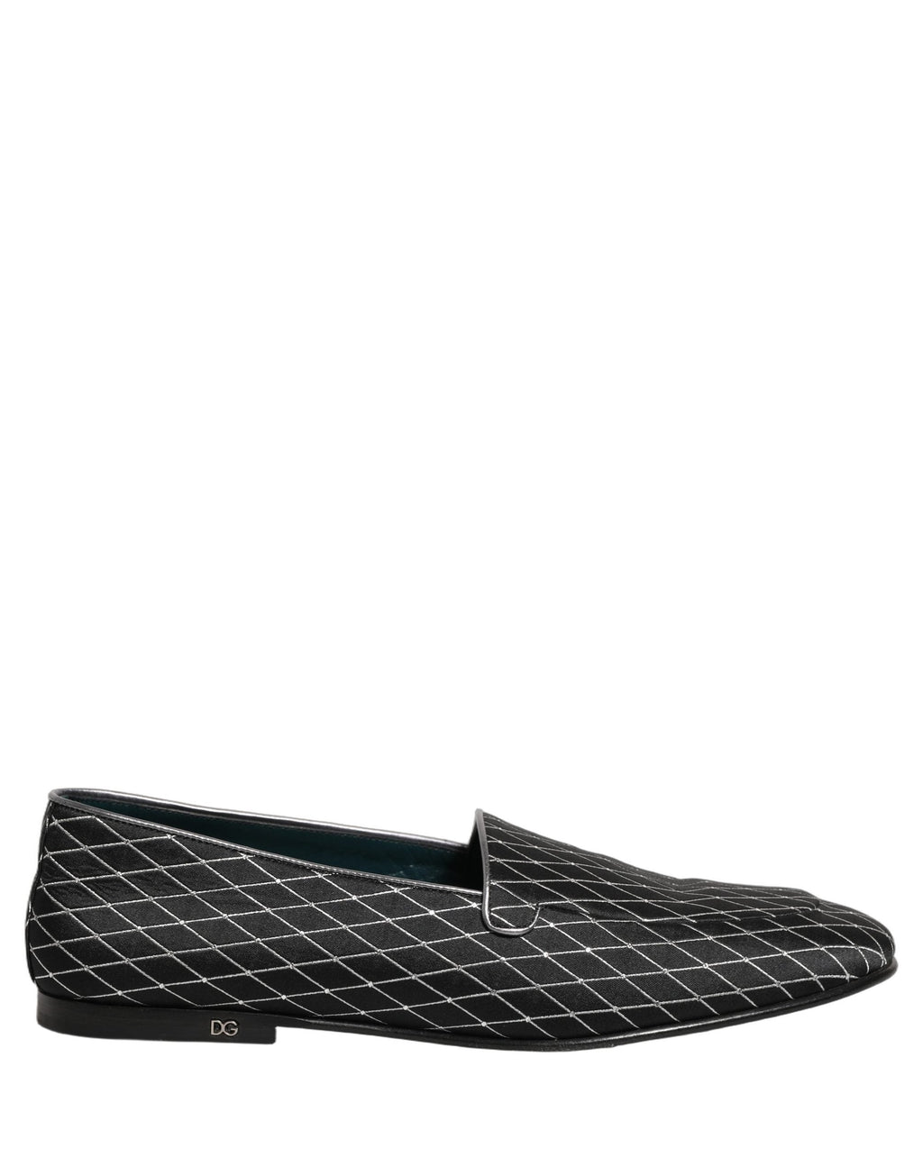 Dolce & Gabbana Black Velvet Diamond Stitched Loafers Shoes