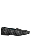 Dolce & Gabbana Black Velvet Diamond Stitched Loafers Shoes