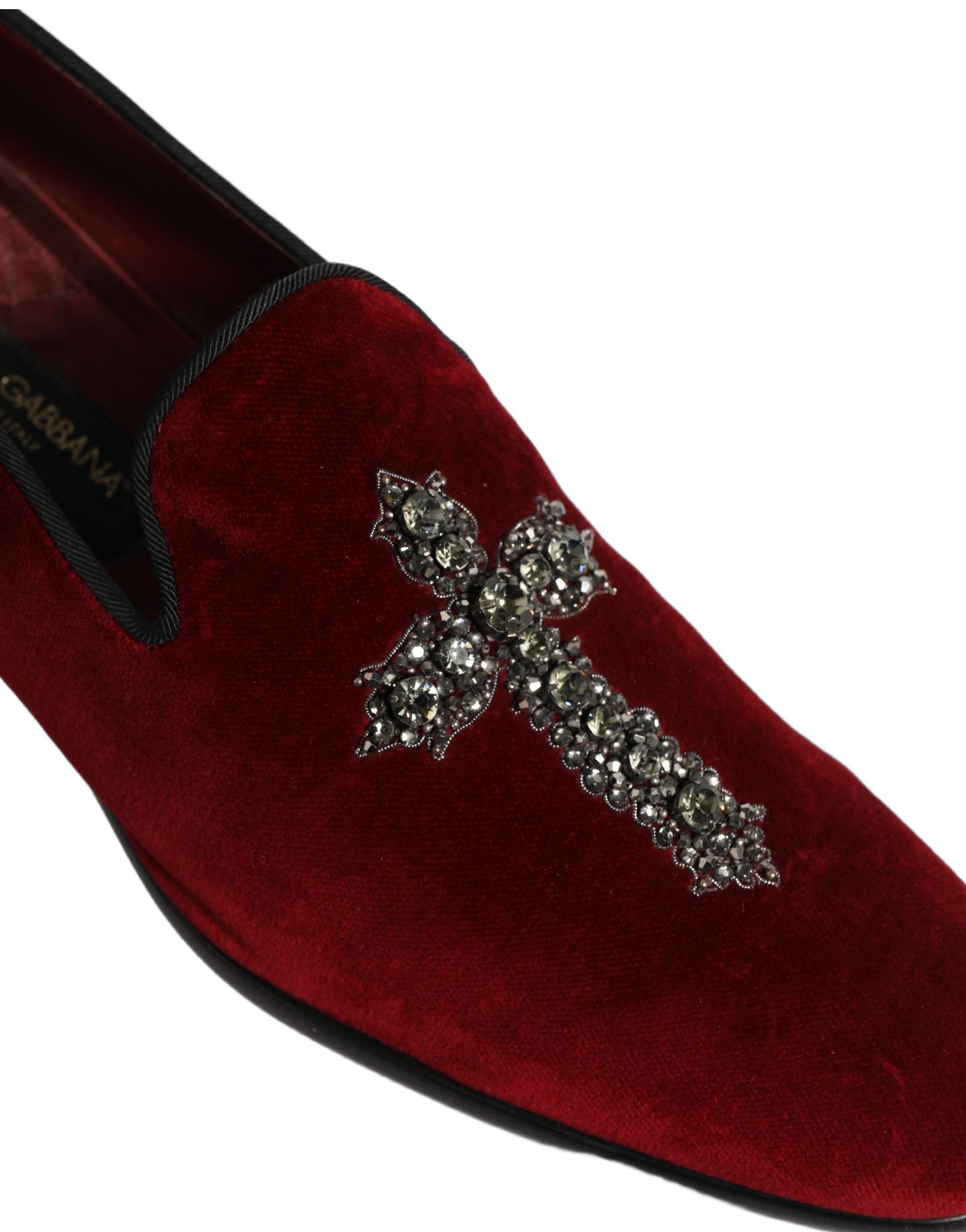 Dolce & Gabbana Maroon Suede Cross Slip On Dress Loafers Shoes