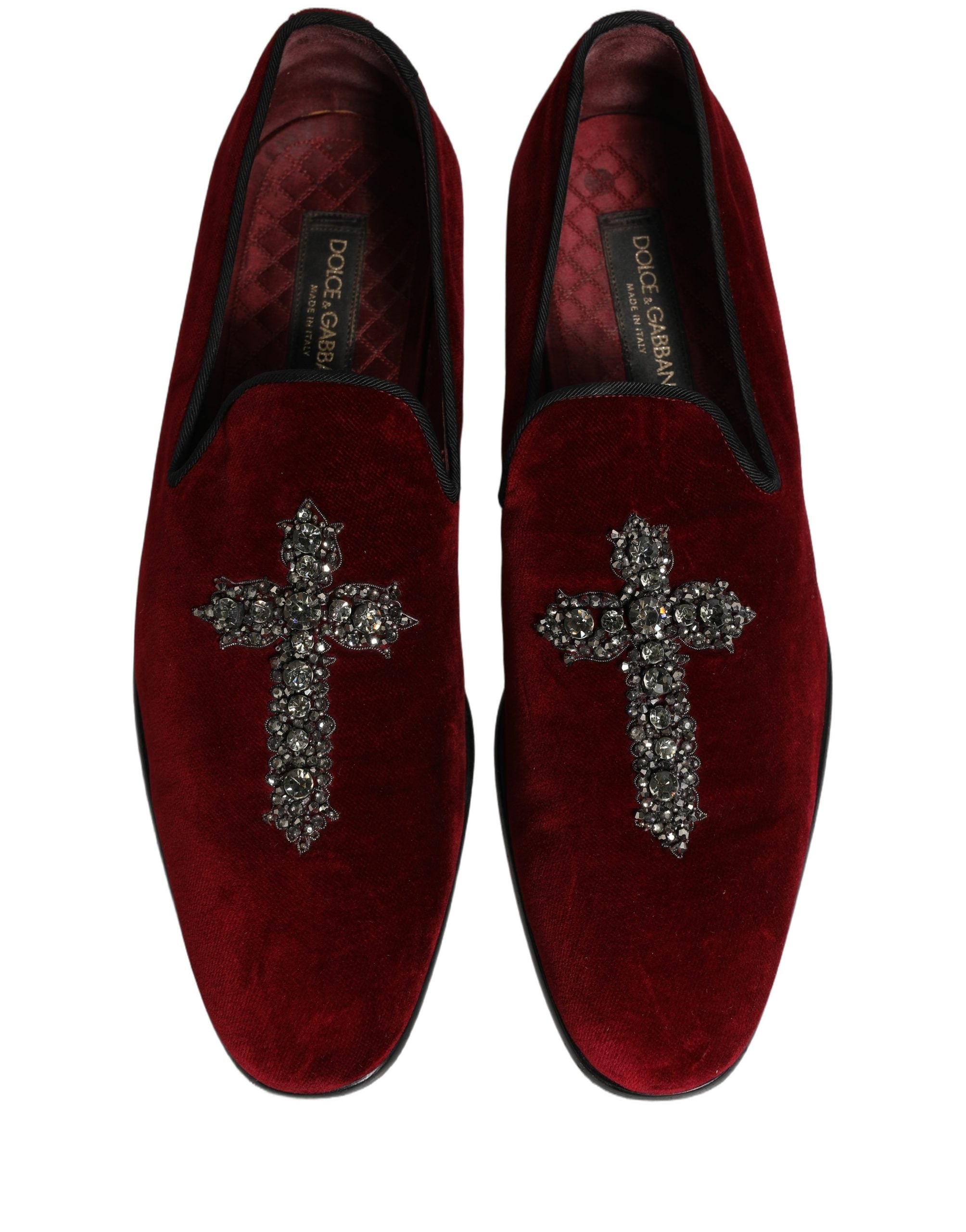 Dolce & Gabbana Maroon Suede Cross Slip On Dress Loafers Shoes