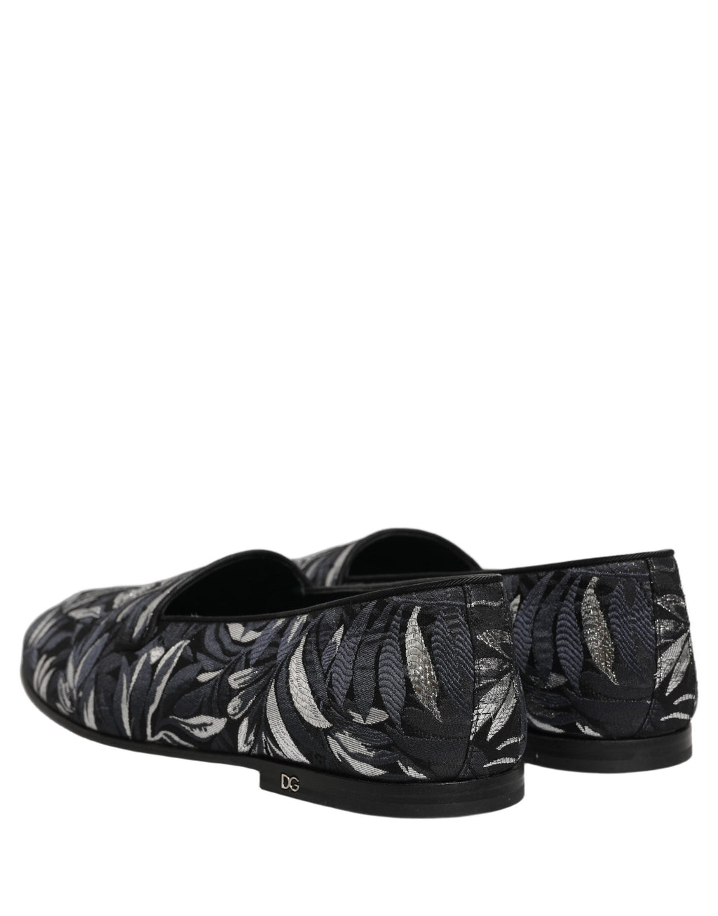 Dolce & Gabbana Black Leaf Embroidery Dress Men Loafers Shoes