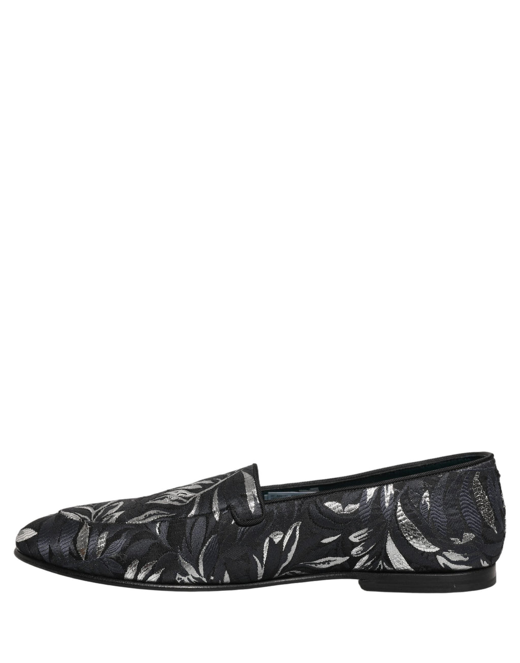 Dolce & Gabbana Black Leaf Embroidery Dress Men Loafers Shoes