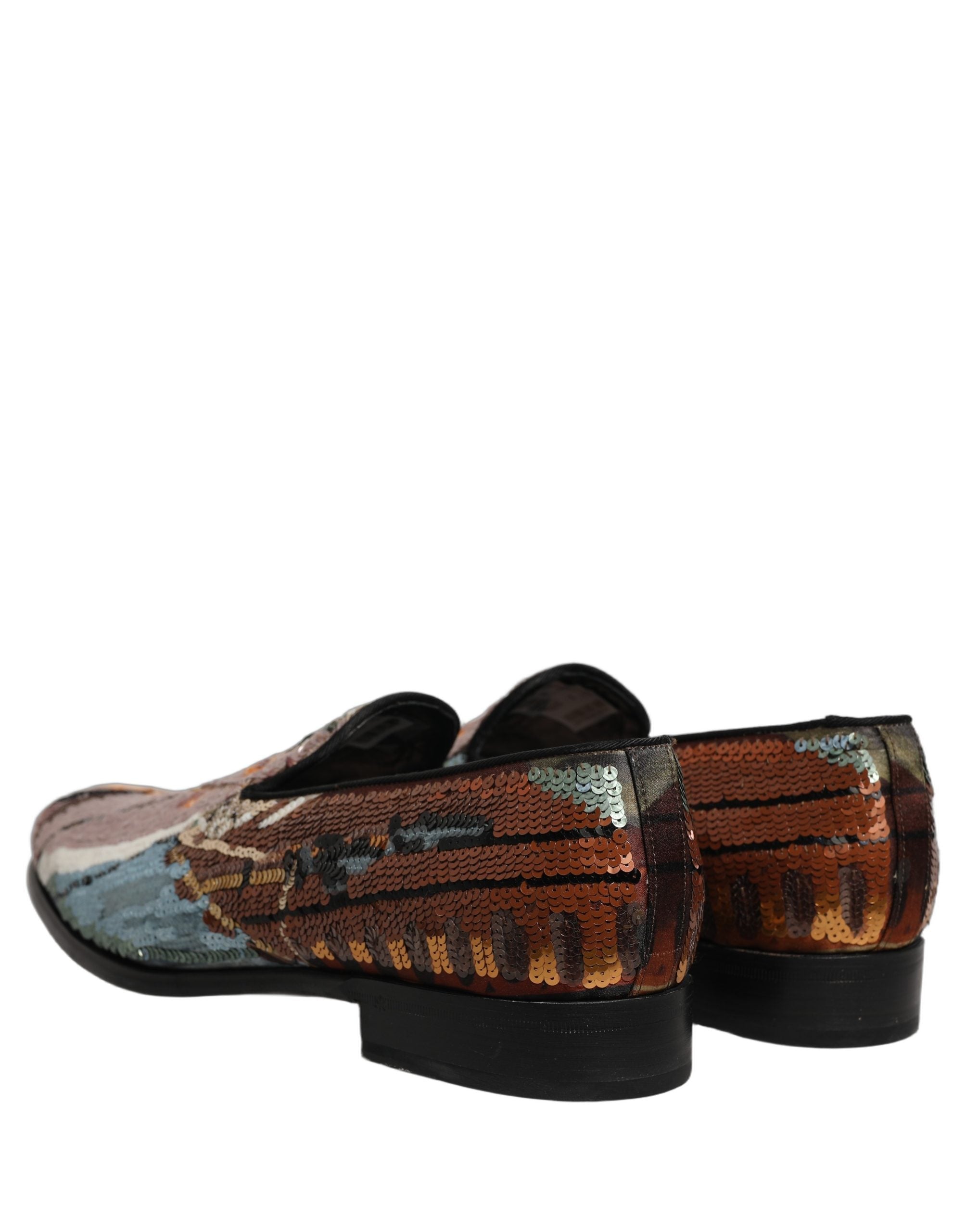 Dolce & Gabbana Multicolor Embroidered Sequin Loafers Shoes
