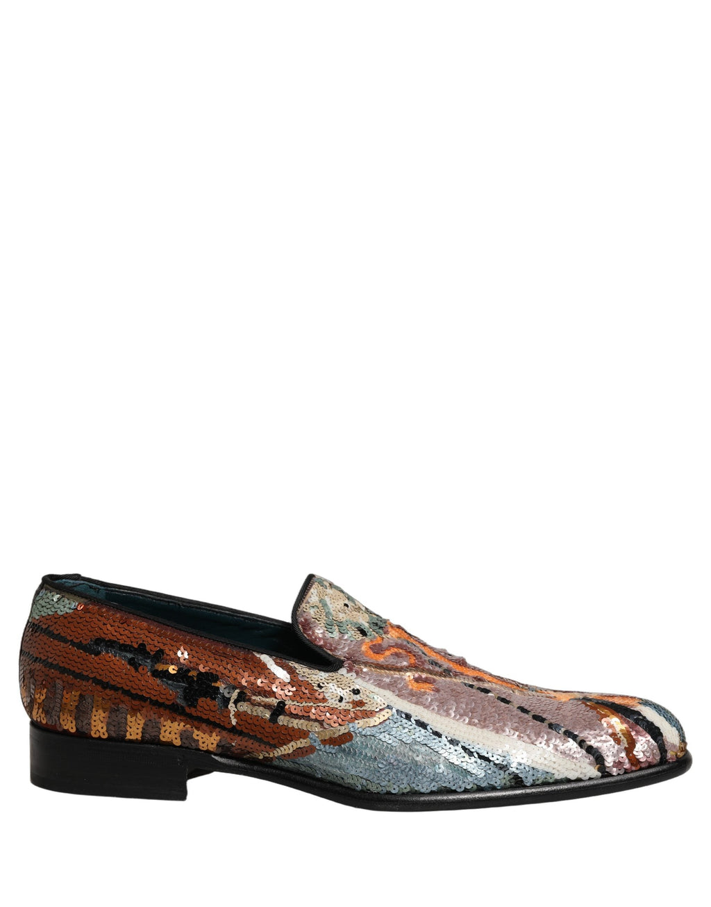 Dolce & Gabbana Multicolor Embroidered Sequin Loafers Shoes