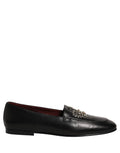 Dolce & Gabbana Black Leather Crown Embellished Loafers Shoes