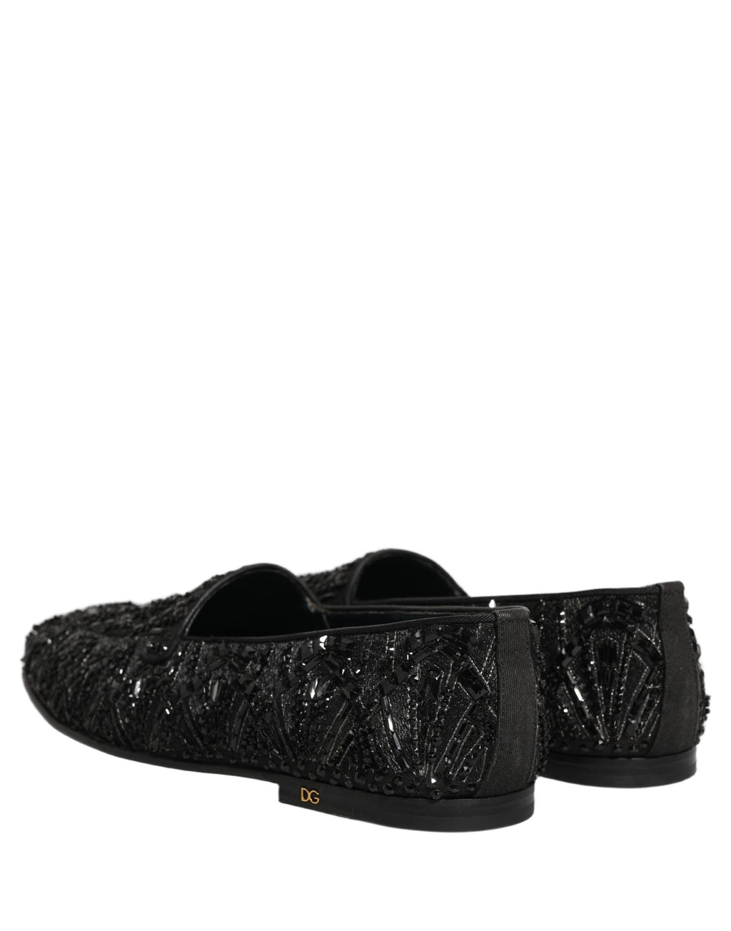 Dolce & Gabbana Black Velvet Embroidered Dress Loafers Shoes