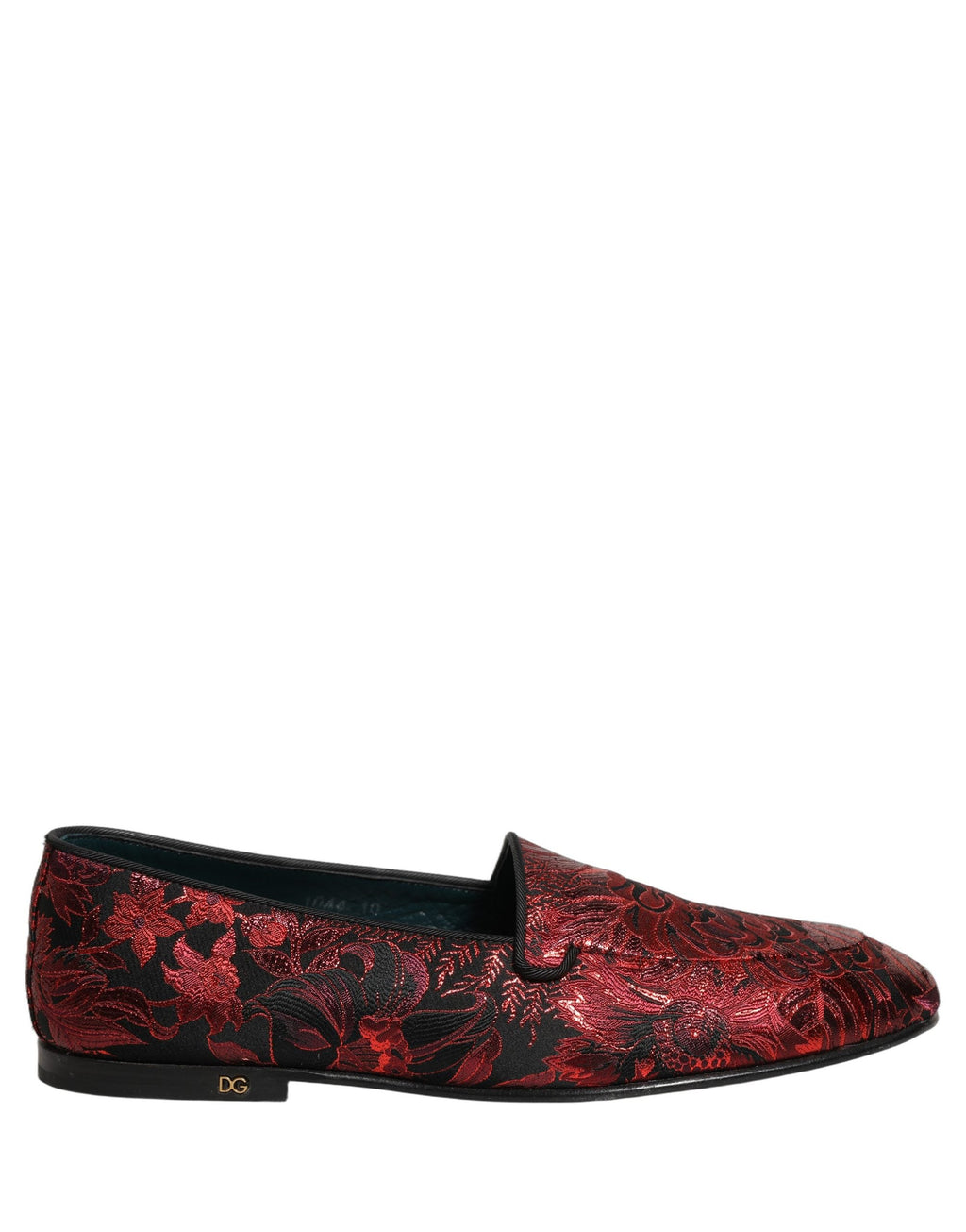 Dolce & Gabbana Red Floral Jacquard Slip On Loafers Shoes