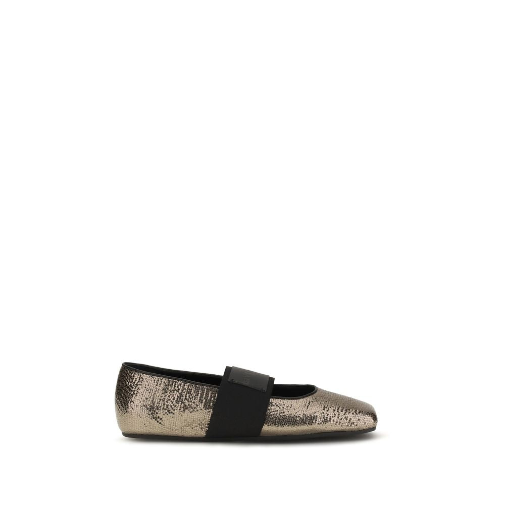 Givenchy Gold Calf Leather Bos Taurus Ballet Flats
