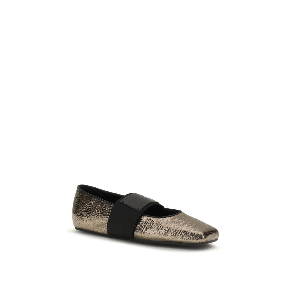 Givenchy Gold Calf Leather Bos Taurus Ballet Flats