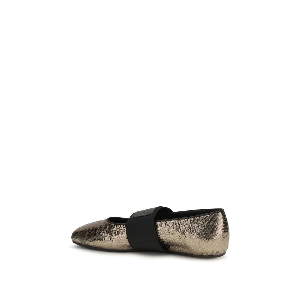 Givenchy Gold Calf Leather Bos Taurus Ballet Flats