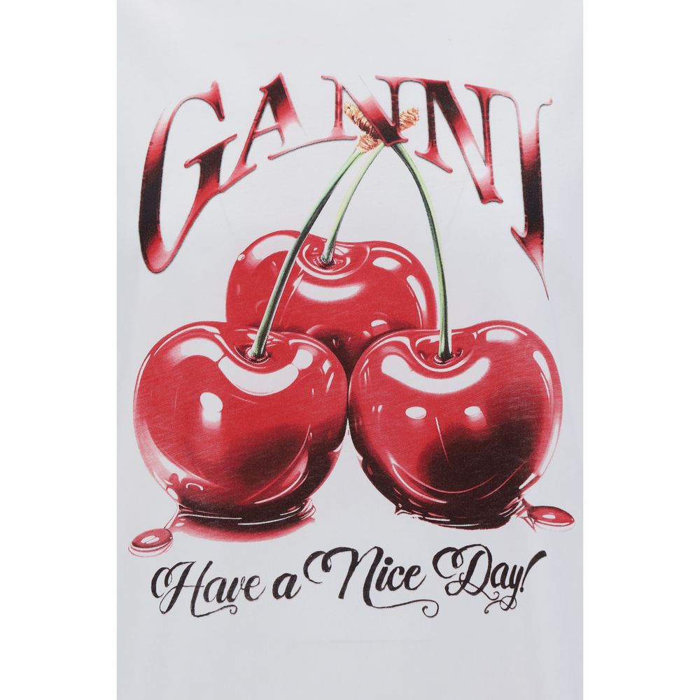 Ganni White Cotton T-Shirt