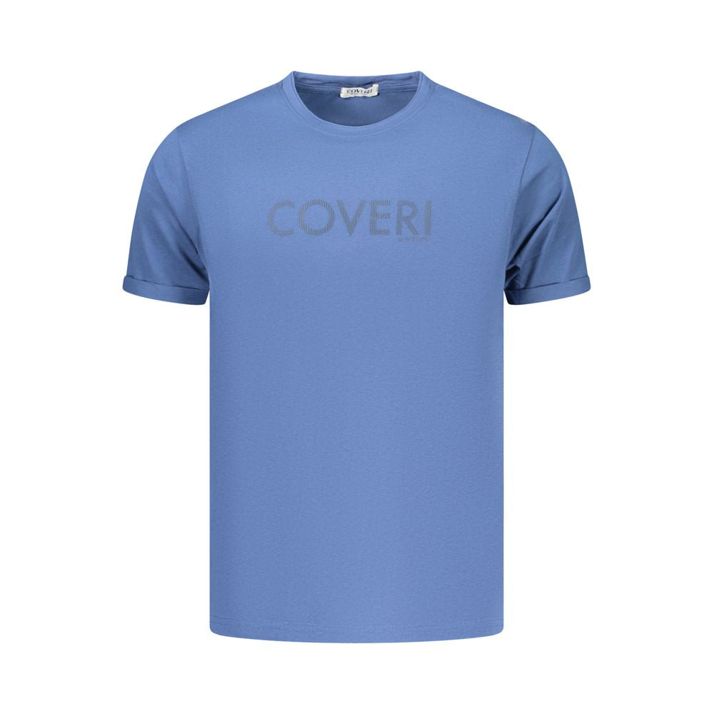 Coveri Moving Blue Cotton Men's T-Shirt