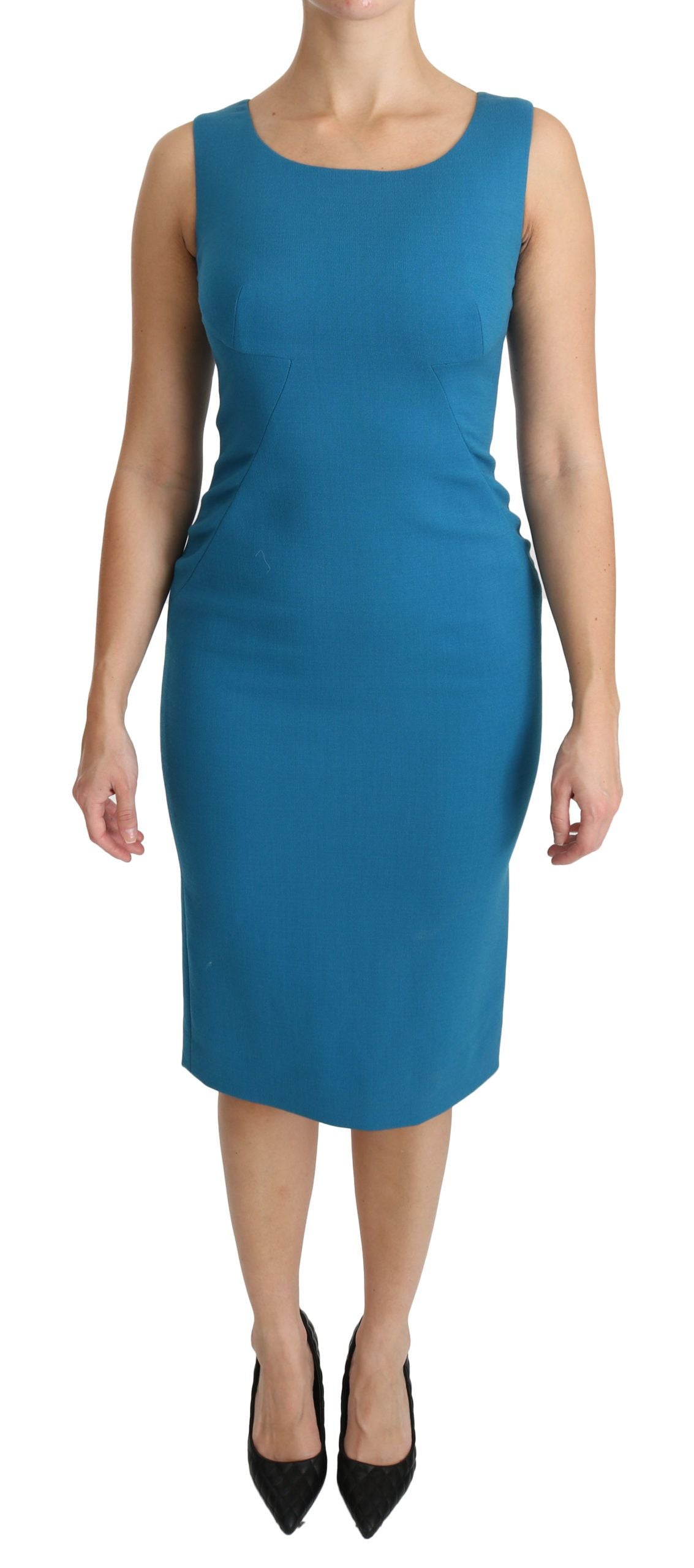 Dolce & Gabbana Blue Virgin Wool Casual Dress