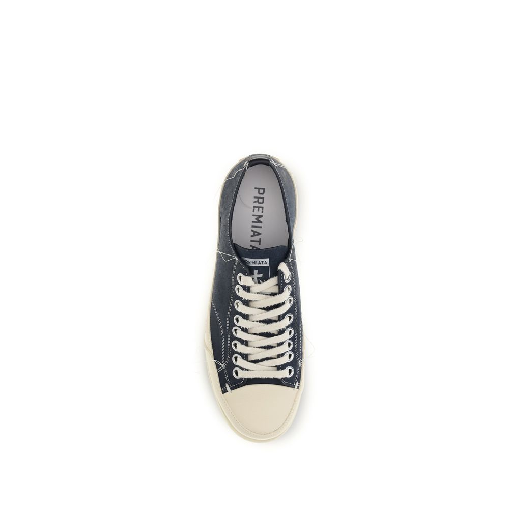 Premiata Blue Calf Leather Bos Taurus Low Top Sneakers