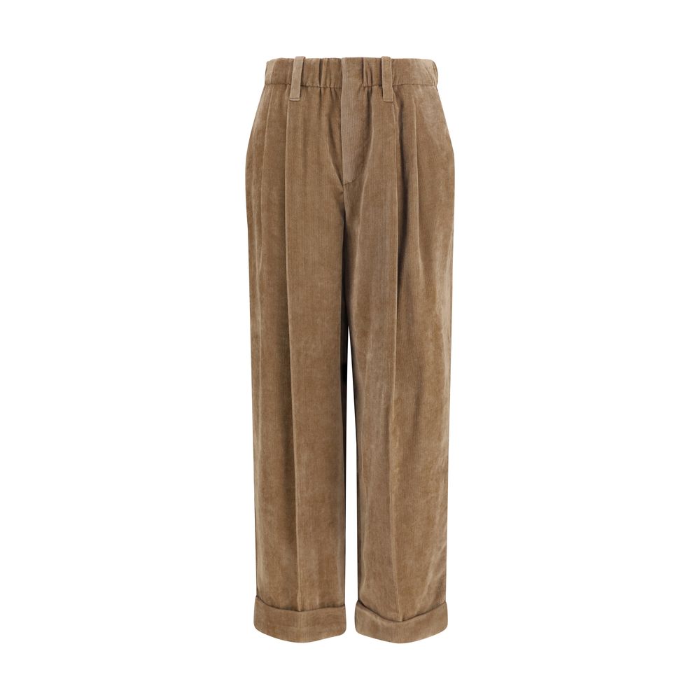 Brunello Cucinelli Brown Viscose Casual Pants