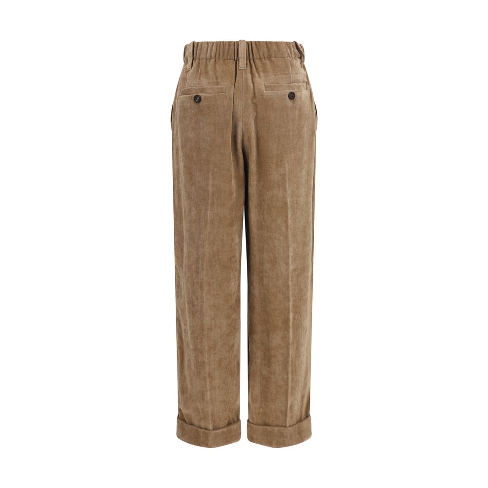 Brunello Cucinelli Brown Viscose Casual Pants