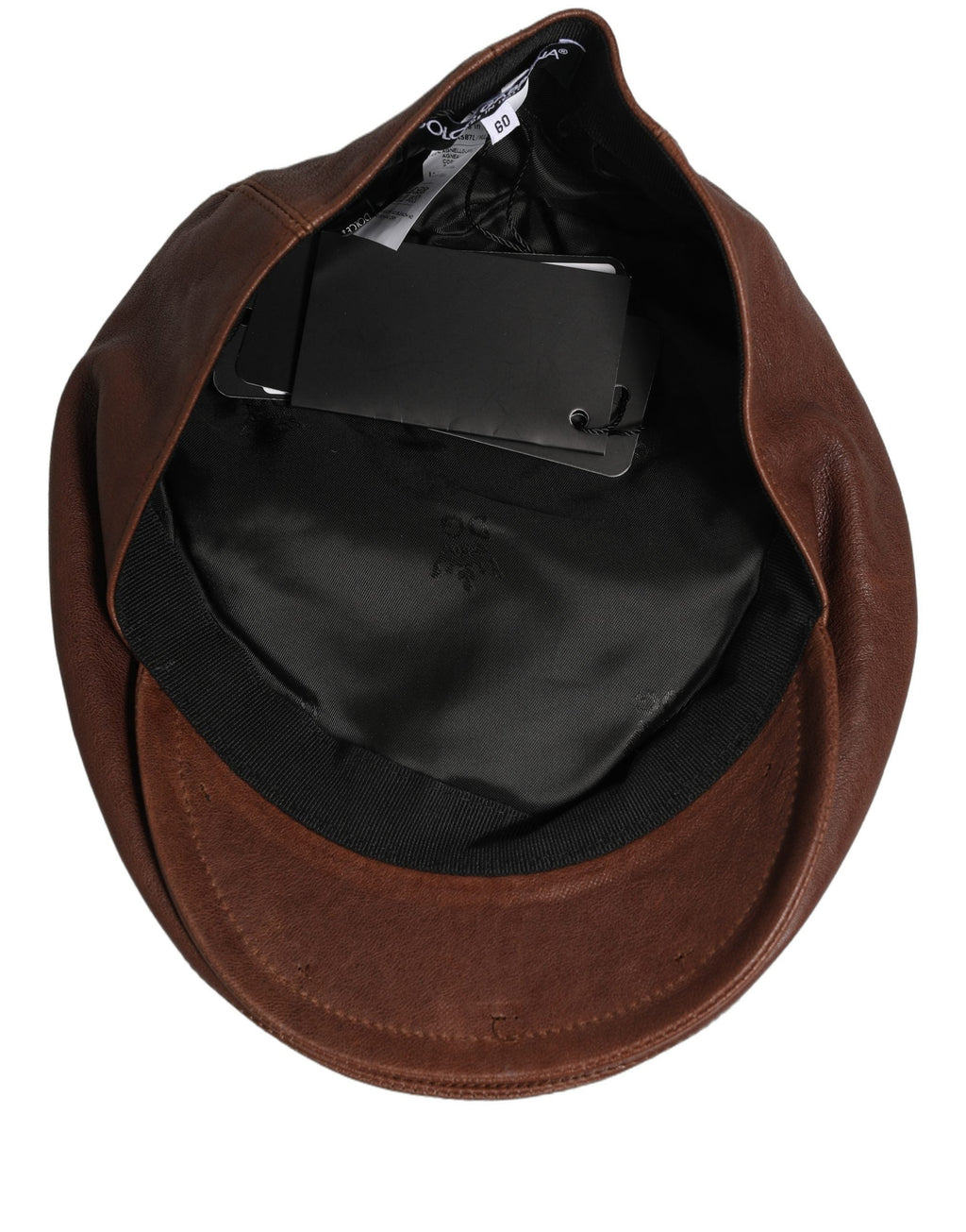 Dolce & Gabbana Men Brown Lamb Leather Newsboy Cloth Capello Hat
