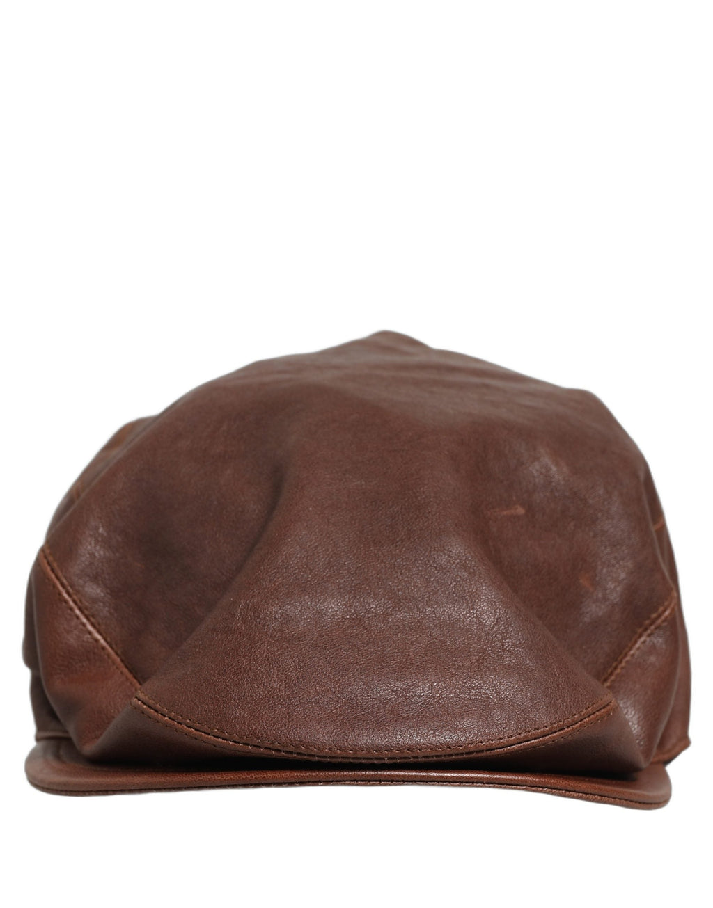 Dolce & Gabbana Men Brown Lamb Leather Newsboy Cloth Capello Hat