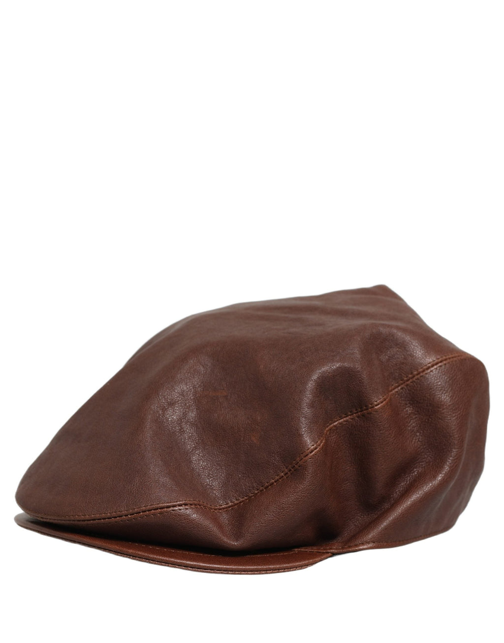 Dolce & Gabbana Men Brown Lamb Leather Newsboy Cloth Capello Hat