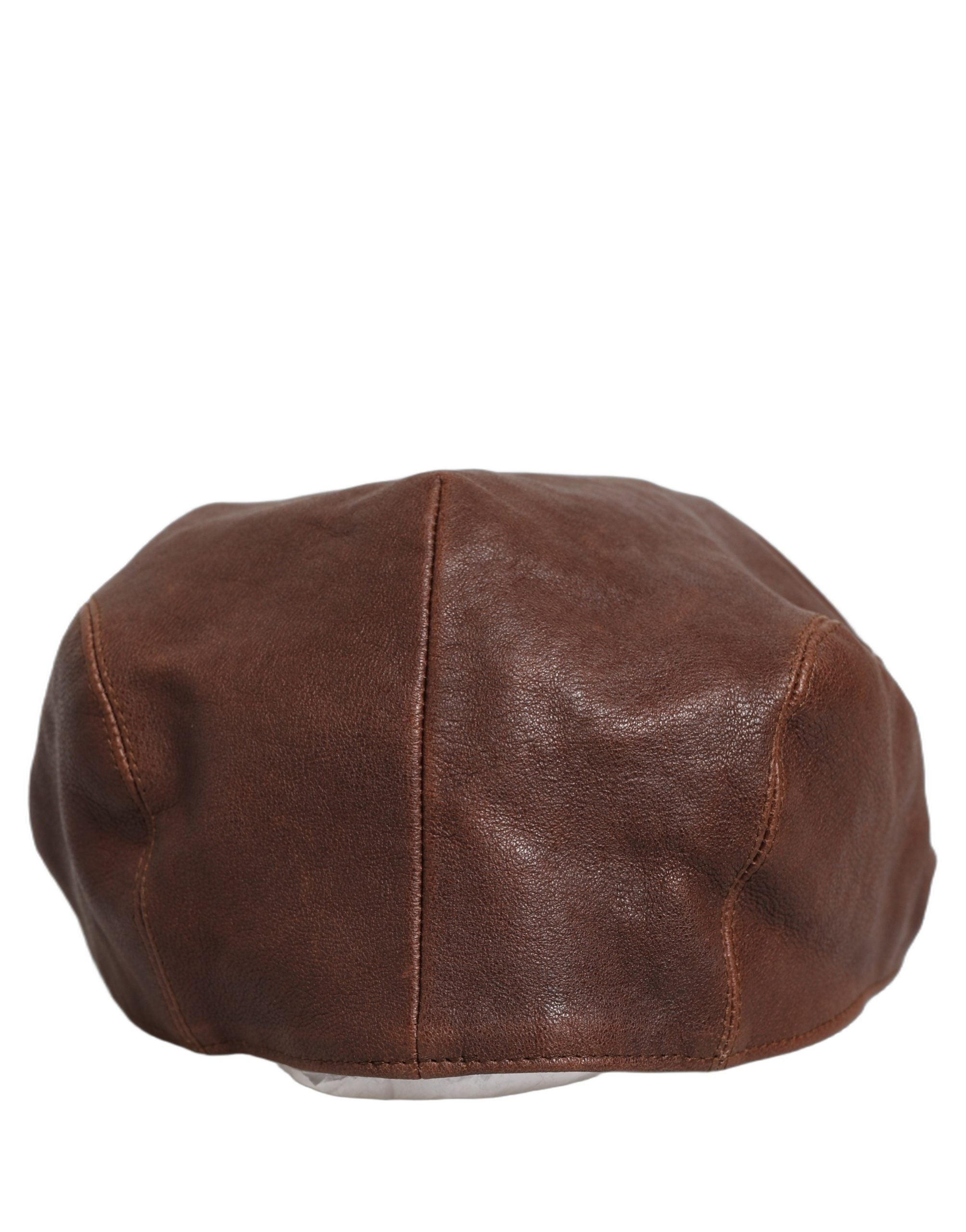 Dolce & Gabbana Men Brown Lamb Leather Newsboy Cloth Capello Hat