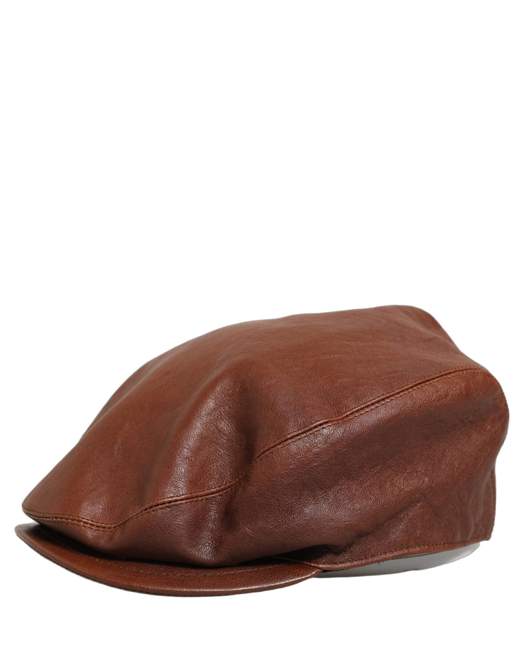 Dolce & Gabbana Men Brown Lamb Leather Newsboy Cloth Capello Hat