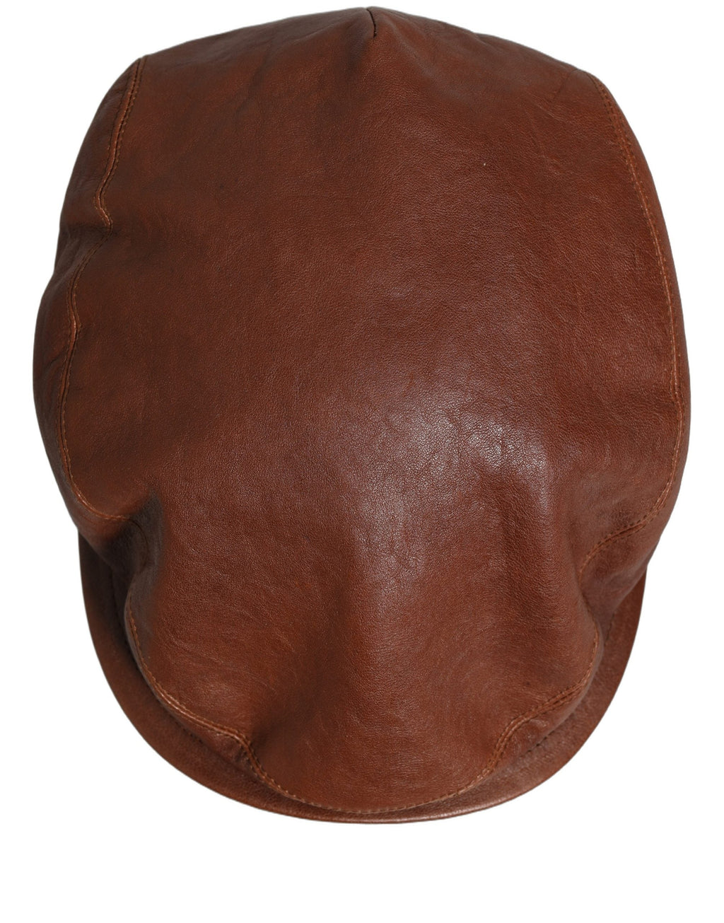 Dolce & Gabbana Men Brown Lamb Leather Newsboy Cloth Capello Hat