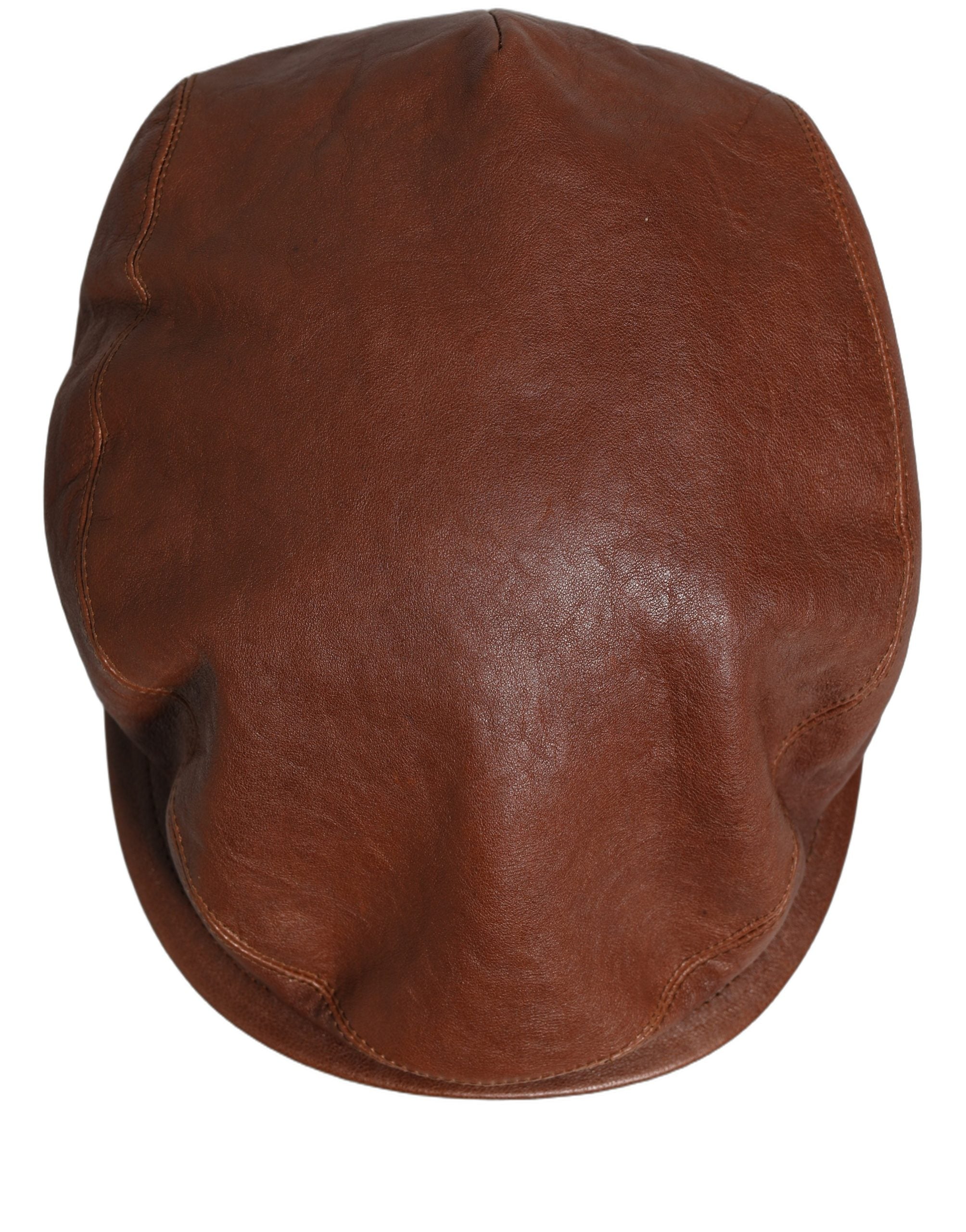 Dolce & Gabbana Men Brown Lamb Leather Newsboy Cloth Capello Hat
