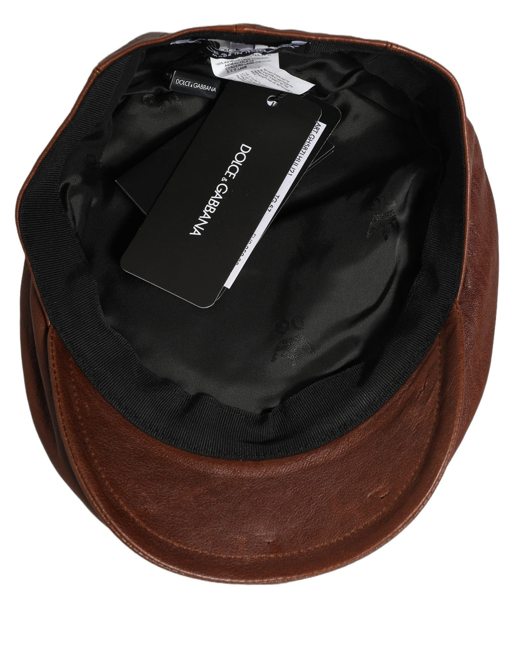 Dolce & Gabbana Men Brown Lamb Leather Newsboy Cloth Capello Hat