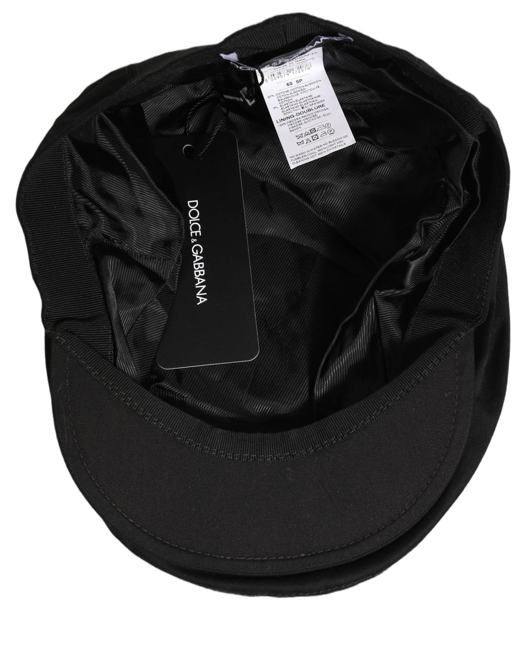 Dolce & Gabbana Men Black Cotton Stretch Newsboy Cloth Capello Hat