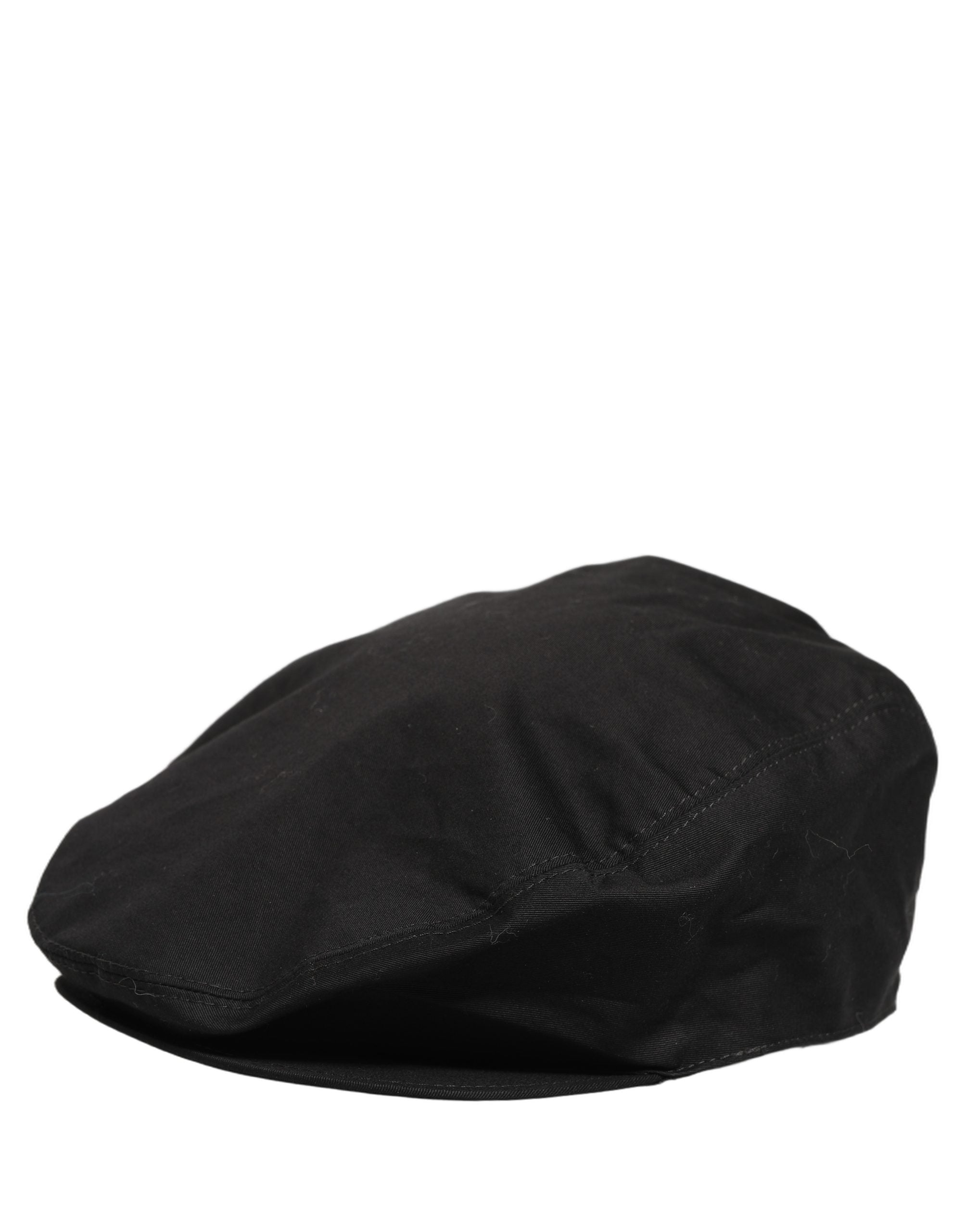 Dolce & Gabbana Men Black Cotton Stretch Newsboy Cloth Capello Hat