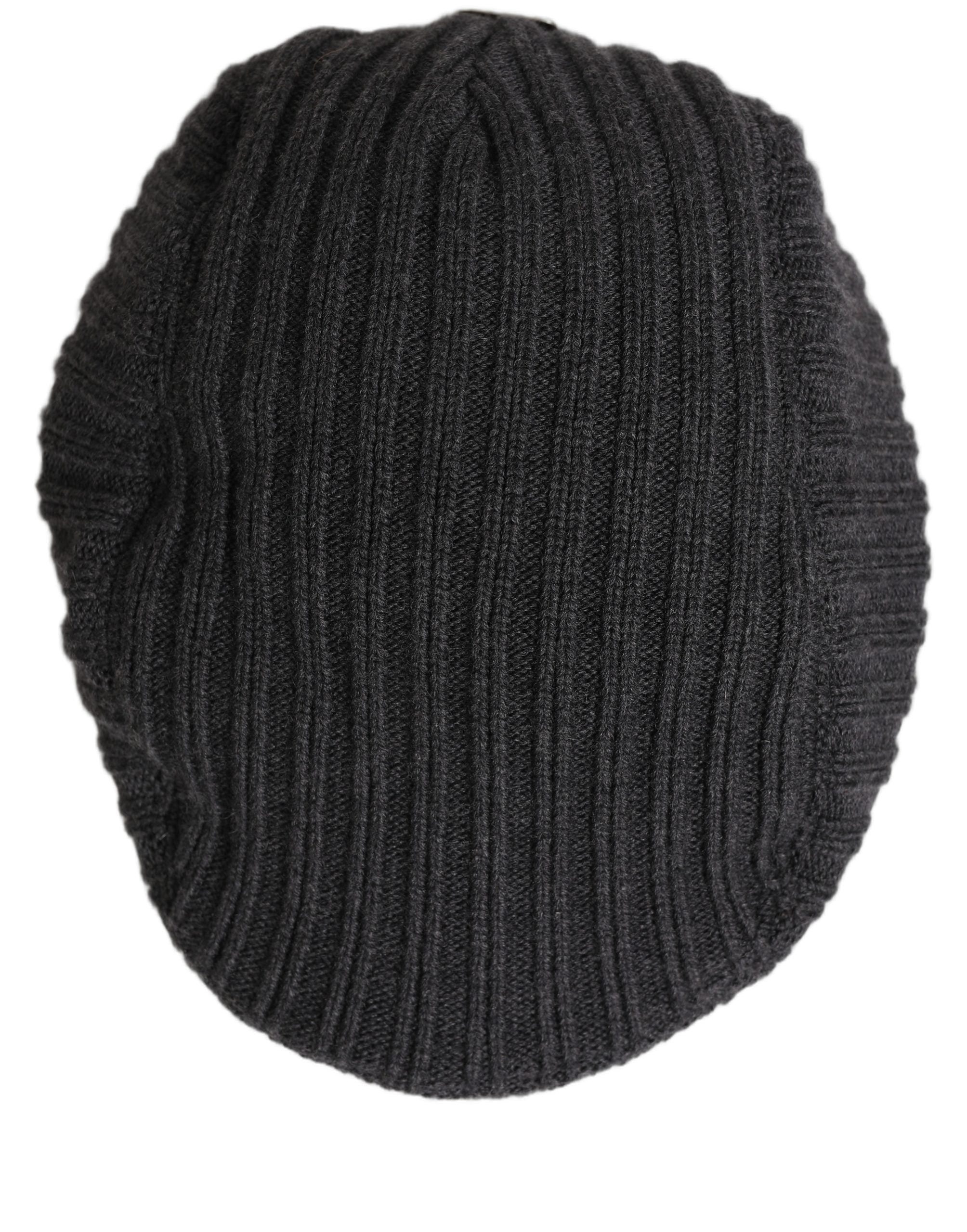 Dolce & Gabbana Men Dark Gray Wool Knitted Newsboy Capello Hat