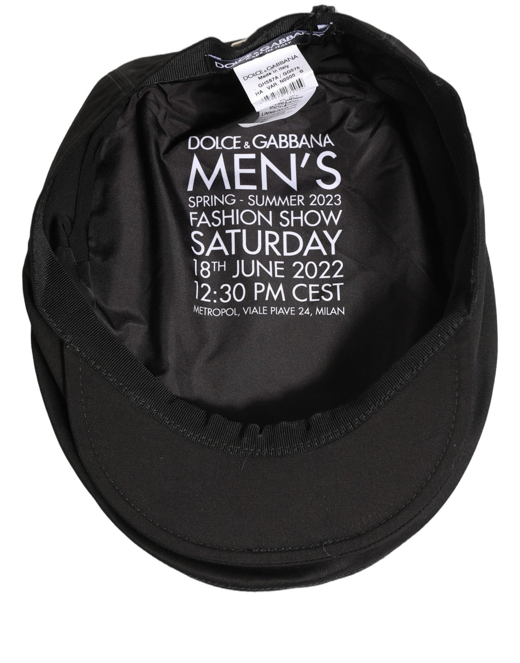 Dolce & Gabbana Men Black Cotton Stretch Newsboy Cloth Capello Hat
