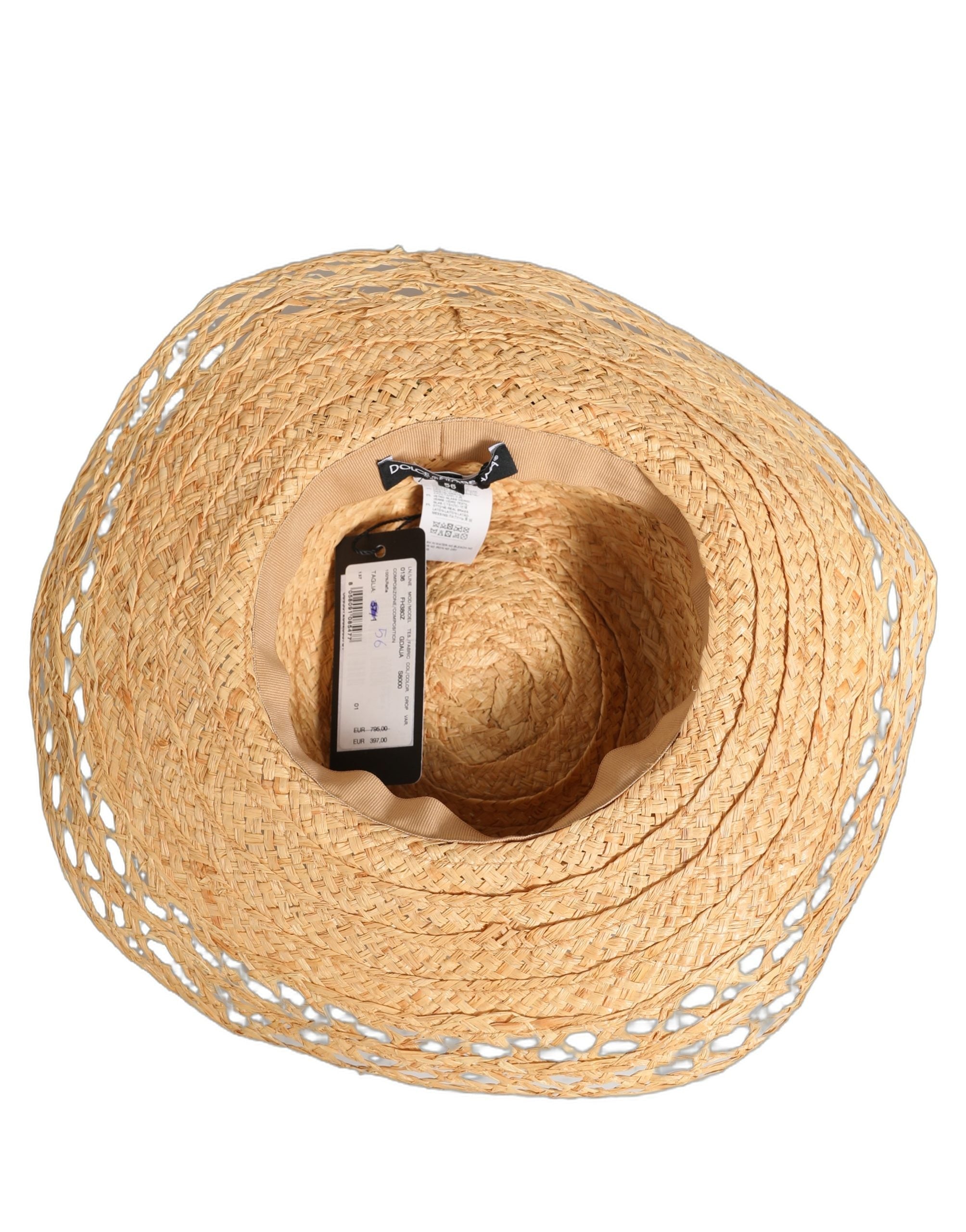 Dolce & Gabbana Women Beige Wide Brim Floral Bucket Capello Hat