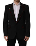 Dolce & Gabbana Black Crystal Embellished Coat Blazer Jacket
