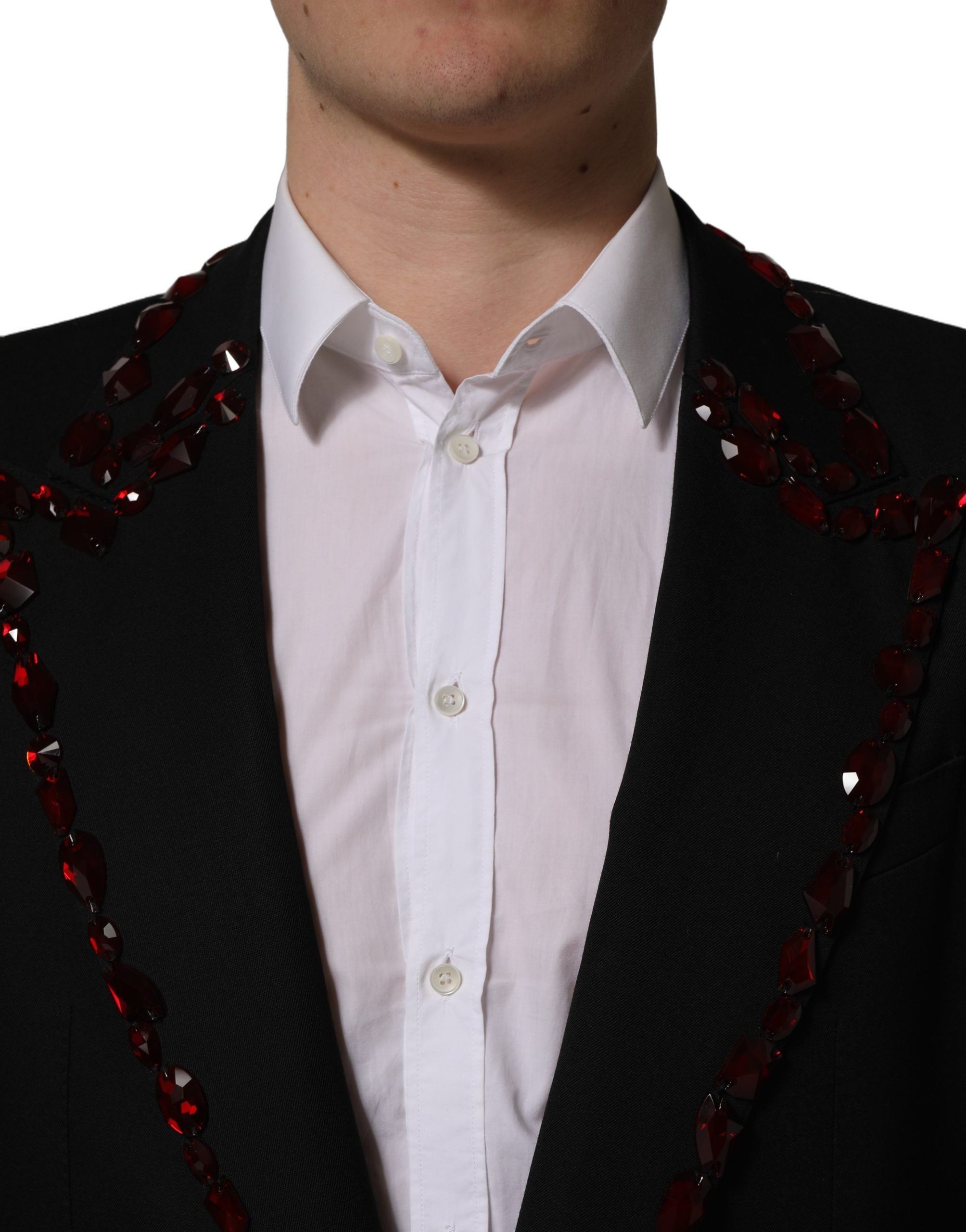 Dolce & Gabbana Black Crystal Embellished Coat Blazer Jacket